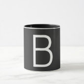 Zwart Initiaal Letter Monogram Modern Mok (Midden)