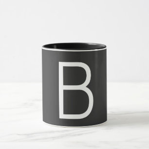 Zwart Initiaal Letter Monogram Modern Mok