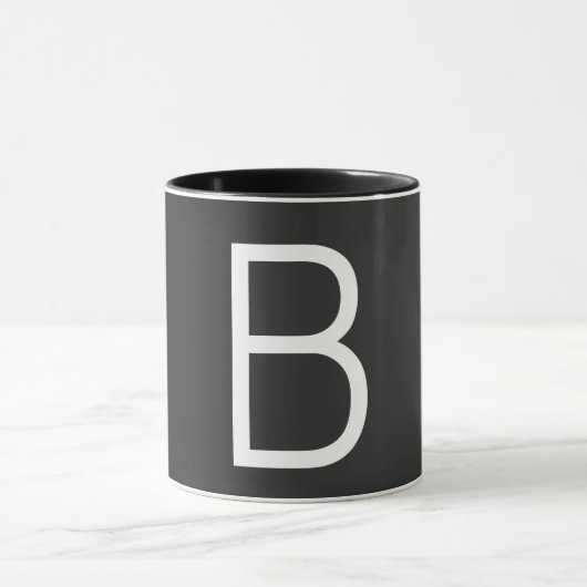 Zwart Initiaal Letter Monogram Modern Mok (Midden)