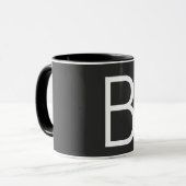 Zwart Initiaal Letter Monogram Modern Mok (Voorkant links)