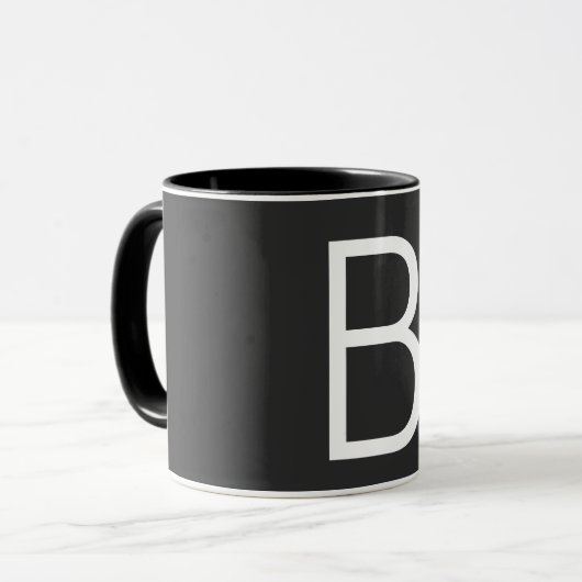 Zwart Initiaal Letter Monogram Modern Mok (Voorkant links)