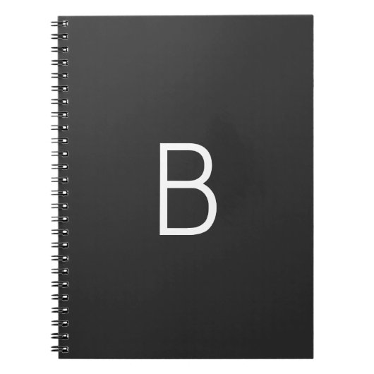 Zwart Initiaal Letter Monogram Modern Notitieboek (Voorkant)