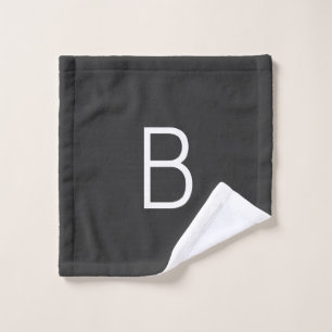 Zwart Initiaal Letter Monogram Modern Washandje