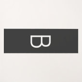 Zwart Initiaal Letter Monogram Modern Yogamat (Voorkant (horizontaal))