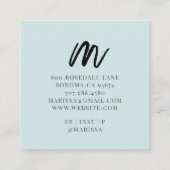 Zwart Initiaal voor penseelscript Naam Blauwe Roep Vierkante Visitekaartje (Achterkant)