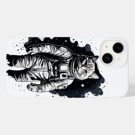 Zwart Inkt Astronaut Cat Design Case-Mate iPhone Case (Achterkant (horizontaal))