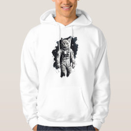 Zwart Inkt Astronaut Cat Design Hoodie