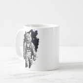 Zwart Inkt Astronaut Cat Design Koffiemok (Voorkant links)