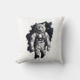 Zwart Inkt Astronaut Cat Design Kussen