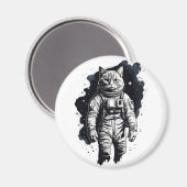 Zwart Inkt Astronaut Cat Design Magneet (Voorkant / Achterkant)