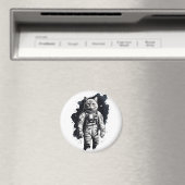 Zwart Inkt Astronaut Cat Design Magneet (Insitu (Vaatwasser))