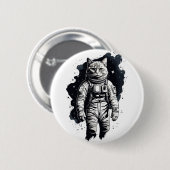 Zwart Inkt Astronaut Cat Design Ronde Button 5,7 Cm (Voorkant /achterkant)