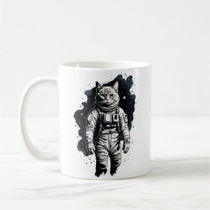 Zwart Inkt Astronaut Kat Ontwerp Koffiemok