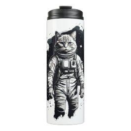 Zwart Inkt Astronaut Kat Ontwerp Thermosbeker