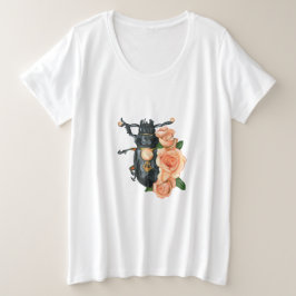 Zwart insect met roze rozen grote maat t-shirt