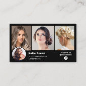 Zwart Instagram 3 Foto sociale media QR Visitekaartje (Voorkant)