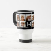 Zwart Instagram Fotocollage Custom Monogram Reisbeker (Voorkant links)