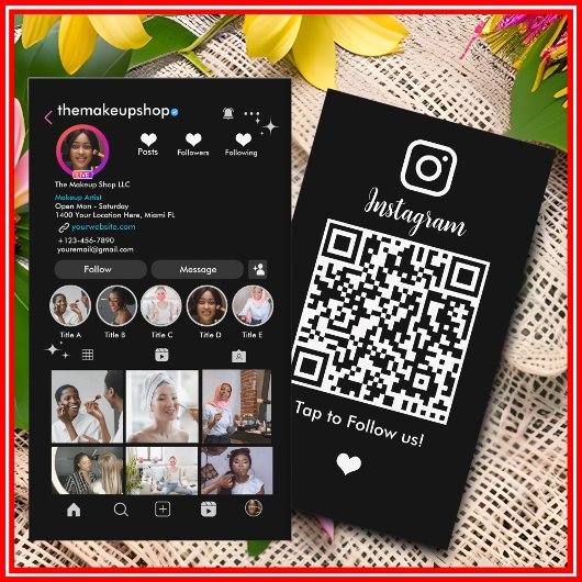 Zwart Instagram QR CODE Visitekaartje