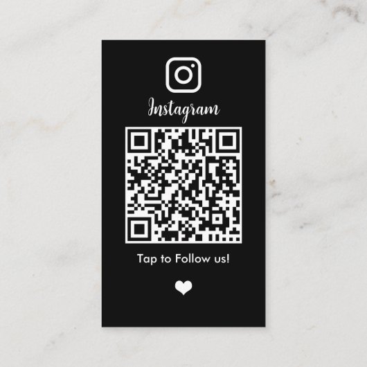 Zwart Instagram QR CODE Visitekaartje (Achterkant)