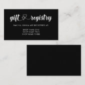 Zwart Interlocked Hearts Gift Registry Bruiloft Informatiekaartje (Voorkant / Achterkant)