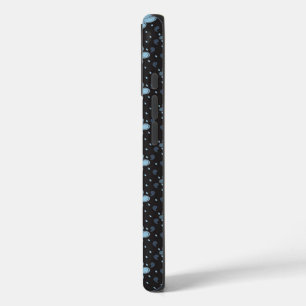 Zwart iPhone 16 hoesje met blauwe paisleybloemen