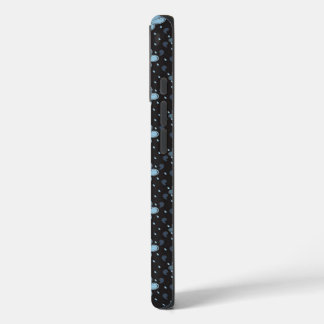 Zwart iPhone 16 hoesje met blauwe paisleybloemen