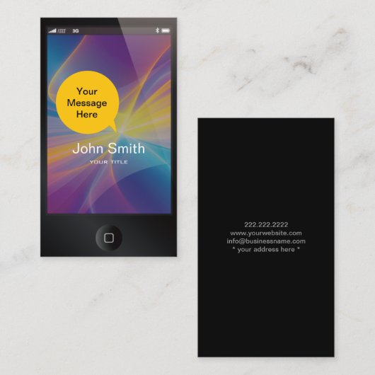 Zwart iPhone-achtig Visitekaartje (Voorkant / Achterkant)