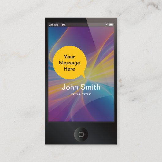 Zwart iPhone-achtig Visitekaartje (Voorkant)