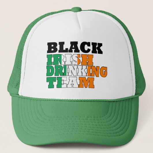Zwart irish drink team trucker pet (Voorkant)