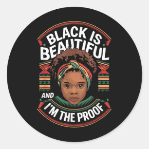 Zwart is mooi en staat in de bewijsgeschiedenis ronde sticker
