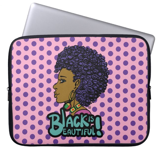 Zwart is mooi laptop sleeve (Voorkant)