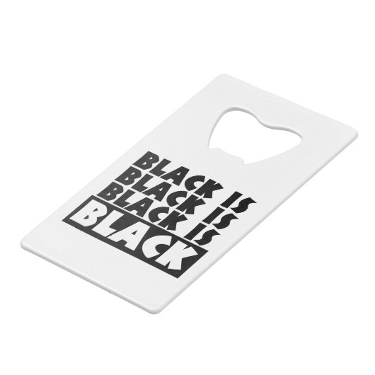 Zwart is zwart creditkaart flessenopener (Achterkant Gekanteld)