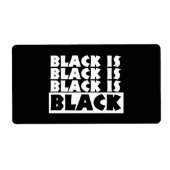 Zwart is zwart etiket (Voorkant)