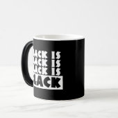 Zwart is zwart magische mok (Voorkant links)