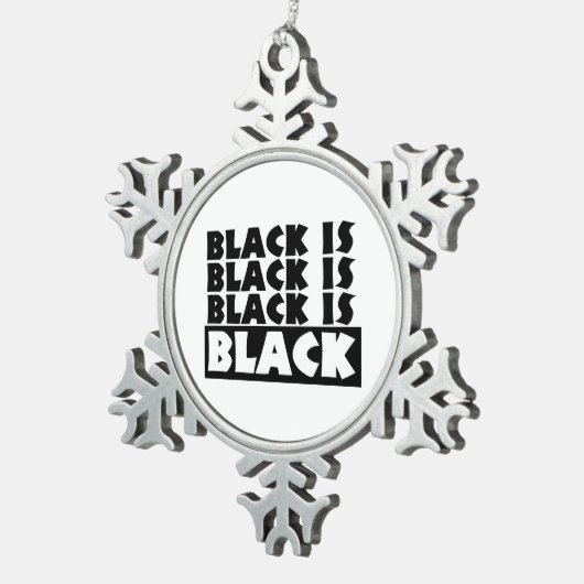 Zwart is zwart tin sneeuwvlok ornament (Rechts)
