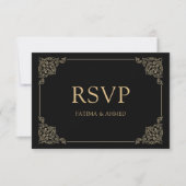 Zwart Islamitisch Moslim Bruiloft RSVP Kaart (Voorkant)