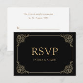 Zwart Islamitisch Moslim Bruiloft RSVP Kaart (Voorkant / Achterkant)