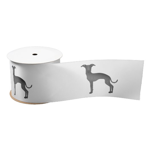 Zwart-Italiaans Greyhound Cartoon Dog Illustraties Satijnen Lint (Spoel)