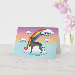 Zwart-Italiaans Grondehond Cute Dog Rainbow Memori Kaart