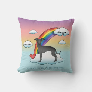Zwart-Italiaans Grondehond Cute Dog Rainbow Memori Kussen