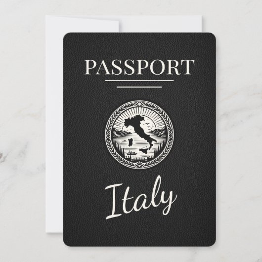 Zwart Italiaans paspoort Save The Date (Voorkant)