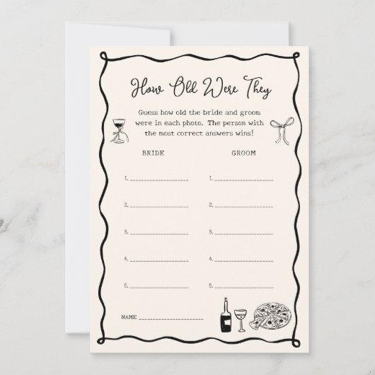 Zwart Italiaans Vrijgezellenfeest Leeftijd Guessin Kaart (Voorkant)