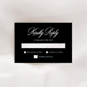 Zwart Italiaanse Elegantie Trouwen RSVP Kaartje