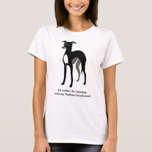 Zwart-Italiaanse Greyhound aangepaste tekst T-shirt