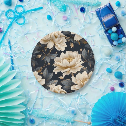 Zwart Ivoor Bloemstuk Persoonlijk Papieren Bordje (Feest)