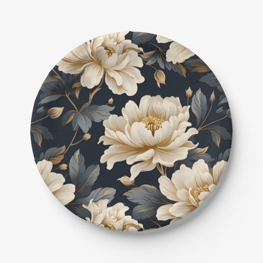 Zwart Ivoor Bloemstuk Persoonlijk Papieren Bordje (Voorkant)