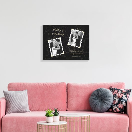 Zwart Ivoor Bruiloft Foto Verpakt Canvas Print (Insitu (Woonkamer))