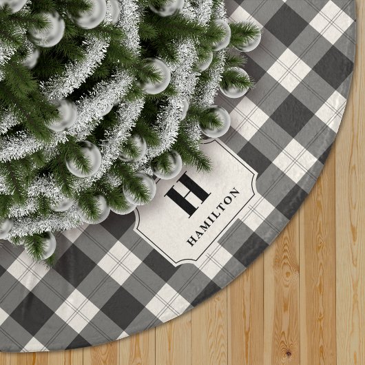 Zwart & Ivoor Buffalo Plaid Monogram Boomrok Kerstboom Rok