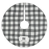 Zwart & Ivoor Buffalo Plaid Monogram Boomrok Kerstboom Rok (Voorkant)