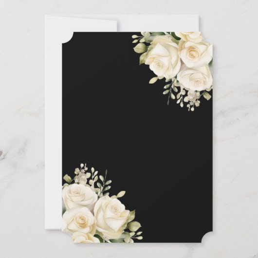 Zwart Ivoor Cream Roos Foto Begrafenismonument Kaart (Achterkant)